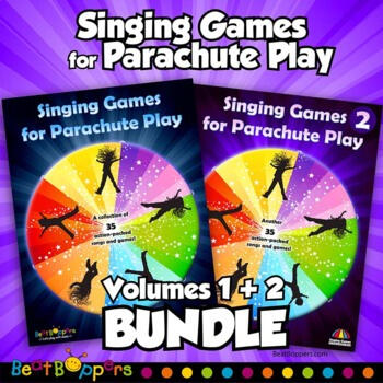 Parachute games for kids with songs and music book bundle. Singing games with parachute activities. Book one