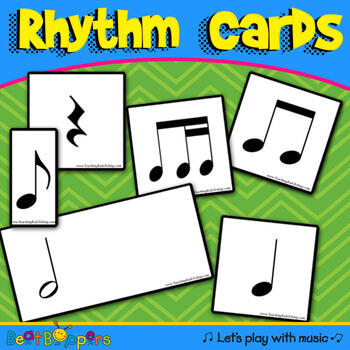 Rhythm Note Cards to show note duration. Resource for teaching rhythm, note values and the relationship of notes and rests to children