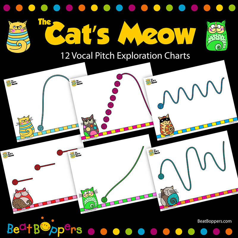 Pitch voice charts for early childhood. Graphic notation for voice exploration and vocal play and vocal exercises.