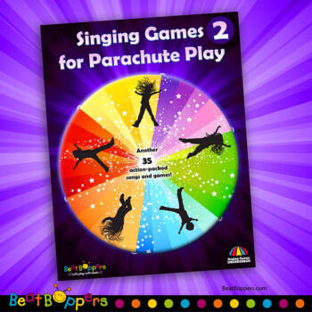 Parachute games for kids with songs and music book bundle. Singing games with parachute activities. Book two